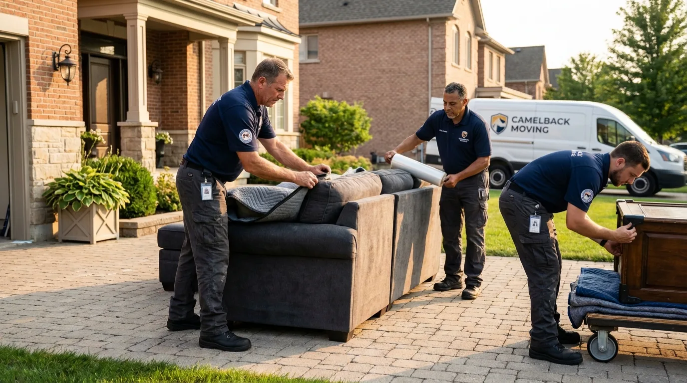 Large estate moving crew wrapping furniture in Bulverde, TX